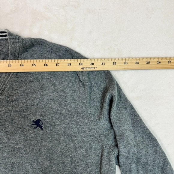 Express Men's XL Sweater Grey Solid Cotton V-Neck Top Long Sleeve Pullover - Picture 9 of 12